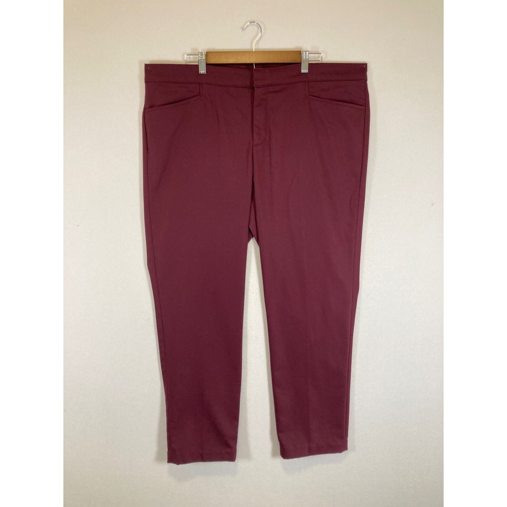 Business Casual Chaps Womens 18W Burgundy Stretch Straight Leg Dress Pants